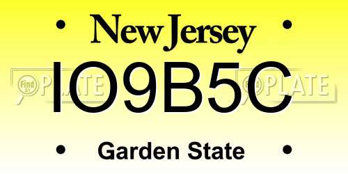 IO9B5C New Jersey License Plate