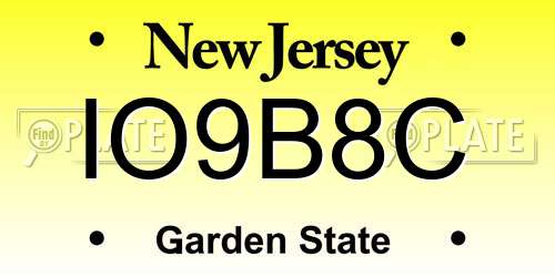 IO9B8C New Jersey License Plate