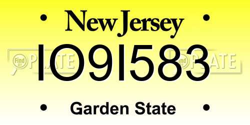 IO9I583 New Jersey License Plate