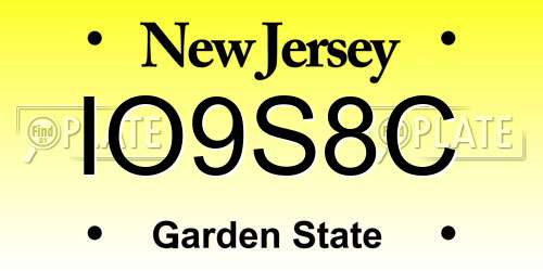 IO9S8C New Jersey License Plate
