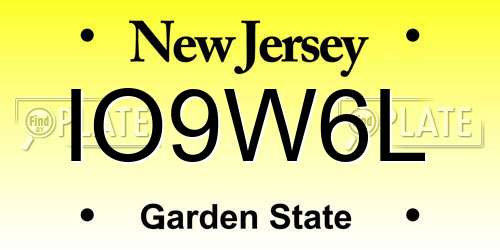 IO9W6L New Jersey License Plate