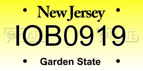 IOB0919 New Jersey License Plate