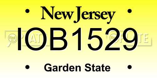 IOB1529 New Jersey License Plate
