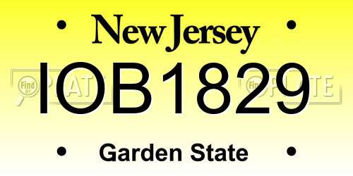 IOB1829 New Jersey License Plate