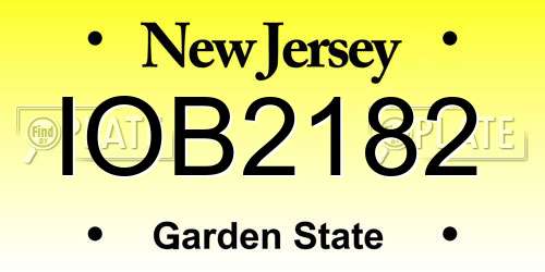IOB2182 New Jersey License Plate