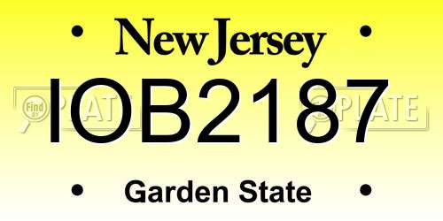 IOB2187 New Jersey License Plate
