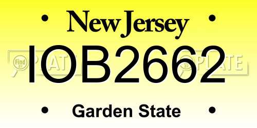 IOB2662 New Jersey License Plate