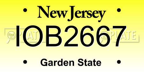 IOB2667 New Jersey License Plate