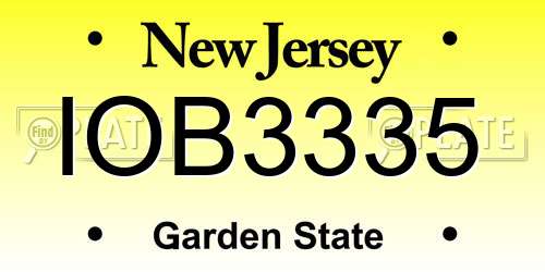IOB3335 New Jersey License Plate