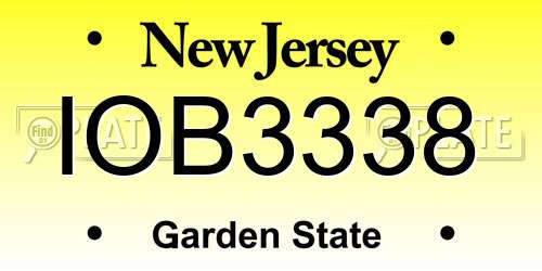 IOB3338 New Jersey License Plate