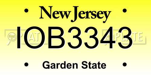 IOB3343 New Jersey License Plate