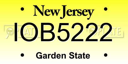 IOB5222 New Jersey License Plate