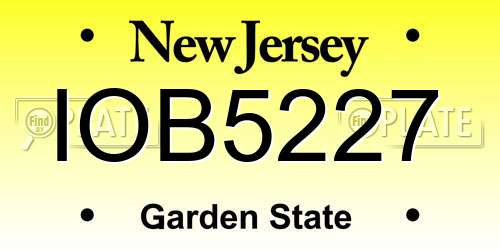 IOB5227 New Jersey License Plate