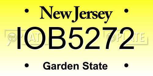 IOB5272 New Jersey License Plate