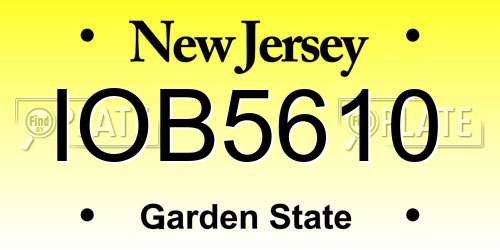 IOB5610 New Jersey License Plate
