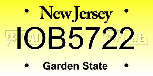 IOB5722 New Jersey License Plate