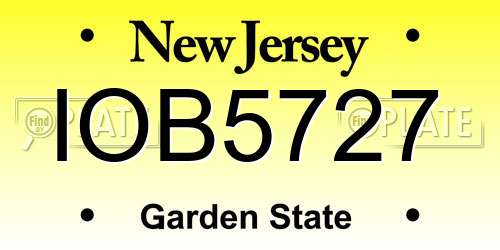 IOB5727 New Jersey License Plate