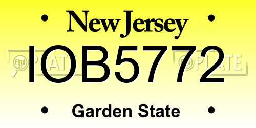 IOB5772 New Jersey License Plate