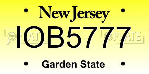 IOB5777 New Jersey License Plate