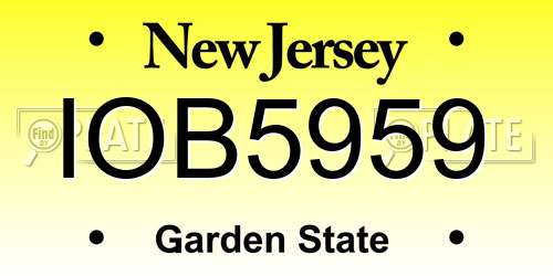 IOB5959 New Jersey License Plate