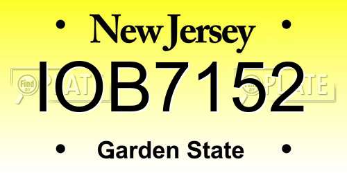 IOB7152 New Jersey License Plate