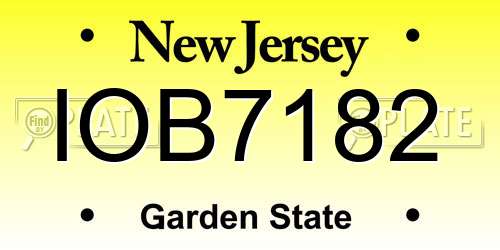 IOB7182 New Jersey License Plate