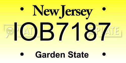 IOB7187 New Jersey License Plate