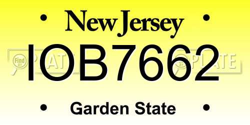 IOB7662 New Jersey License Plate
