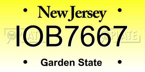 IOB7667 New Jersey License Plate