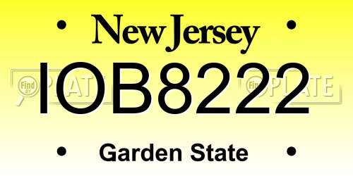 IOB8222 New Jersey License Plate