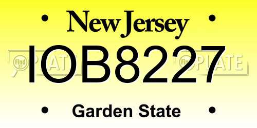 IOB8227 New Jersey License Plate