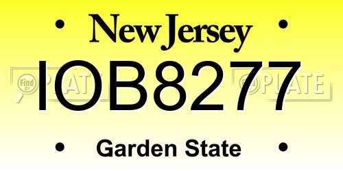IOB8277 New Jersey License Plate
