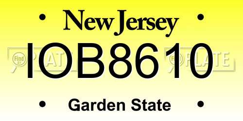 IOB8610 New Jersey License Plate
