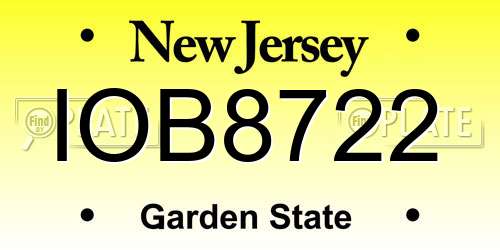 IOB8722 New Jersey License Plate