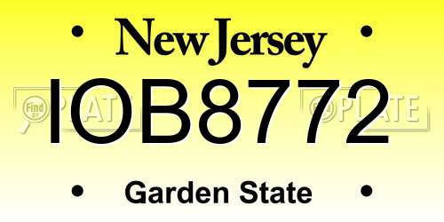 IOB8772 New Jersey License Plate