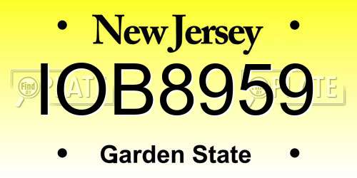 IOB8959 New Jersey License Plate