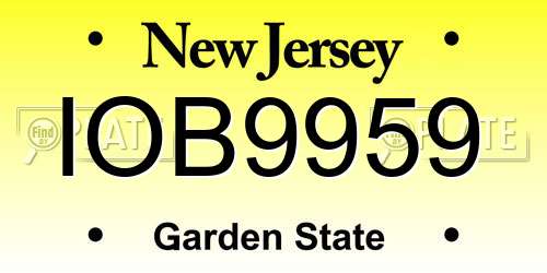 IOB9959 New Jersey License Plate