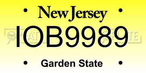 IOB9989 New Jersey License Plate