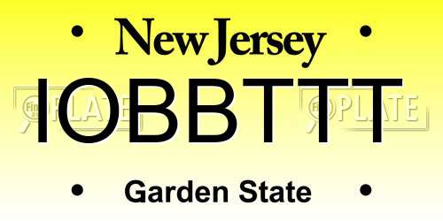 IOBBTTT New Jersey License Plate