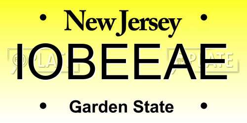 IOBEEAE New Jersey License Plate