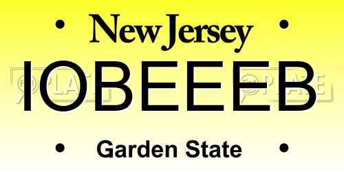 IOBEEEB New Jersey License Plate
