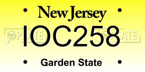 IOC258 New Jersey License Plate