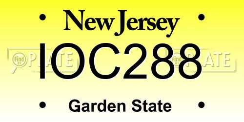 IOC288 New Jersey License Plate
