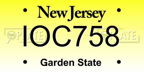 IOC758 New Jersey License Plate