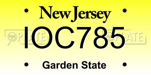 IOC785 New Jersey License Plate