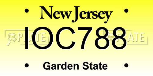 IOC788 New Jersey License Plate