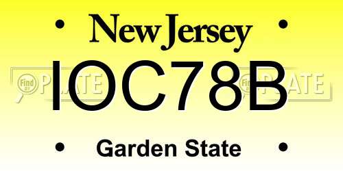 IOC78B New Jersey License Plate