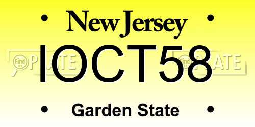 IOCT58 New Jersey License Plate