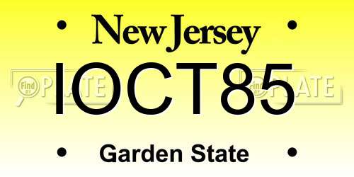 IOCT85 New Jersey License Plate