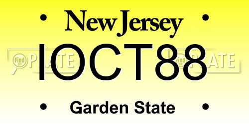 IOCT88 New Jersey License Plate